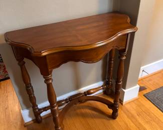 $70. Vintage demi-lune table 29"w x 14"d x 30"h. As found.