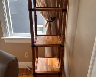 $280 Three shelved bamboo etegier. 17"w x 17"d x 64"h.