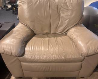 $180. Leather Occasional chair. 43"w x 32"d x 33"h.