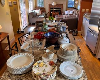 Dishes for sale in person.