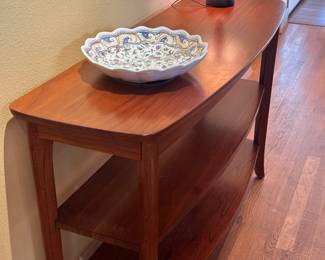 $180. Two shelf console table. as found. 48"w x 16.6"d x 30"h