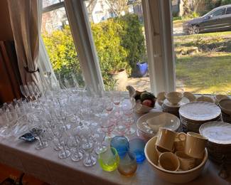 Glassware for sale in person.