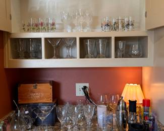 Lots of glassware for sale in person.