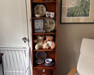 $50 Four shelf, one door bookcase. 16"w x 11"d x 62"h