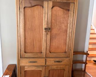 $420 Antique pine 4 door, 2 drawer armoire. 38.5"w x 17"d x 73"h