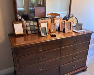 $70. Eight drawer dresser with mirror. as found. 57"w x 21.5"d x 52"h.