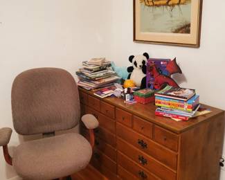 (1) of two (2) office chairs   And the dresser to the chest in the master bedroom.