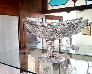 Waterford centerpiece...plus numerous Waterford stemware, Decanters and accent pieces....
