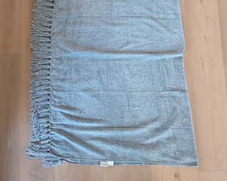 Recyco Blue Polyester Throw Blanket with Fringe