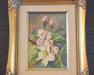 Floral Still Life Oil Painting by M. Cleary