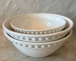 P. Home Beaded Rim Portugal Ceramic Mixing Bowls Set