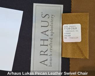 Arhaus Lukas Pecan Leather Swivel Chair 