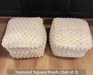 Textured Square Poufs Set of 2