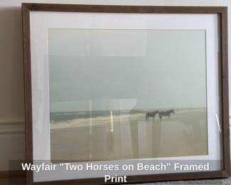 Wayfair Two Horses on Beach Framed Print
