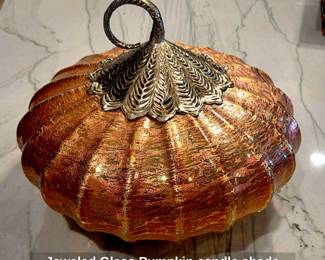 Jeweled Glass Pumpkin candle shade