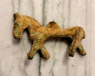 Ancient Roman Bronze Horse Fibula Brooch