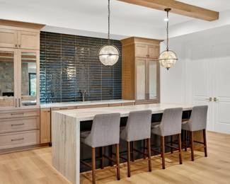 Arhaus Bench Crafted Upholstery Grey Fabric Counter Stools Set of  4