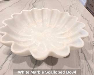 White Marble Scalloped Bowl