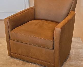 Arhaus Lukas Pecan Leather Swivel Chair