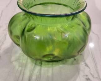 Loetz Creta Rusticana Green Art Glass Vase