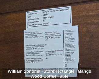William Sonoma StoreRectangle Mango Wood Coffee Table 