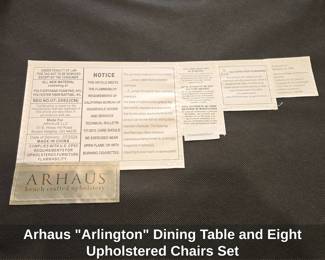Arhaus Arlington Dining Table and Eight Upholstered Chairs Set