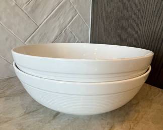 Gibson Everyday White Ceramic Mixing Bowls Set of   Ribbed Exterior