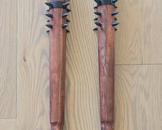 Pair of Spiked Wooden Clubs