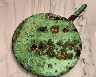 Ancient Bronze Mirror with Handle
