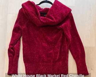 White House Black Market Red Chenille Cowl Neck Sweater