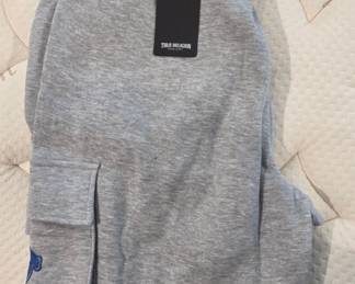 True Religion Mens Gray Cargo Jogger Sweatpants