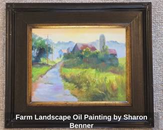 Farm Landscape Oil Painting by Sharon Benner