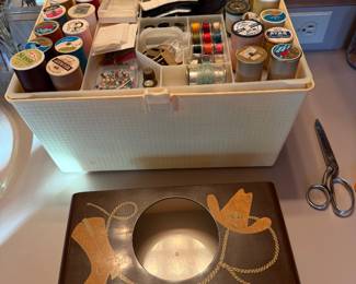 Sewing box, vintage cowboy Kleenex holder