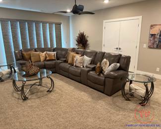 Powered Grey Leather Sectional
