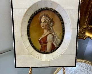 Hand painted and signed miniature portrait 