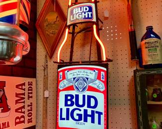 Bud Light beer bottle neon sign 44.5” tall 