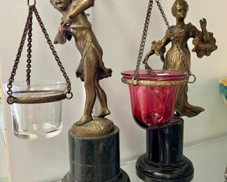 Bronze veilleuse candle holders