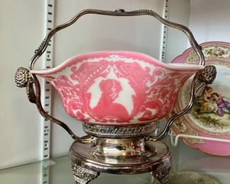 Mt. Washington cameo glass brides basket 