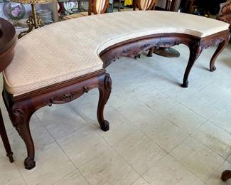 French walnut curved bench 8ft long 