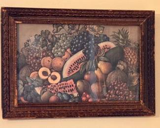 Vintage fruit print in ornate frame