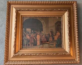 Antique framed print "Christ Before Pilate"
