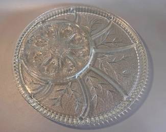 Glass deviled egg and relish tray