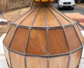 Vintage leaded glass hanging light