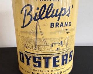 Billups' Brand oyster cans in various sizes
