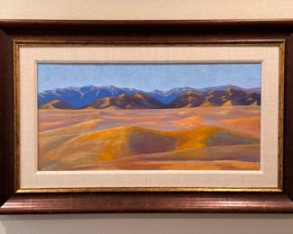 Desert Landscape Oil on Canvas signed Stockwell 1995 Image size 17" x 35 1/2"