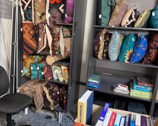 Beautiful throw pillows, wide array of books