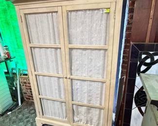Beautiful White Cabinet w/ Curtains - Shelves and Drawers on Interior