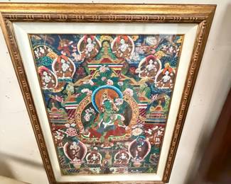 Intricately Hand Painted Buddhist Thangka