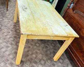 Large Primitive Painted Table/Desk w/ Drawers on Each End