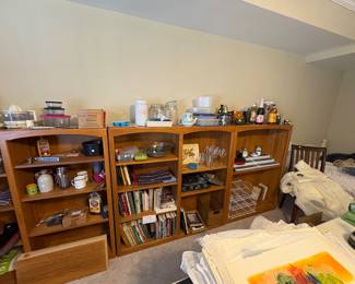 Nice wooden bookshelves and contents